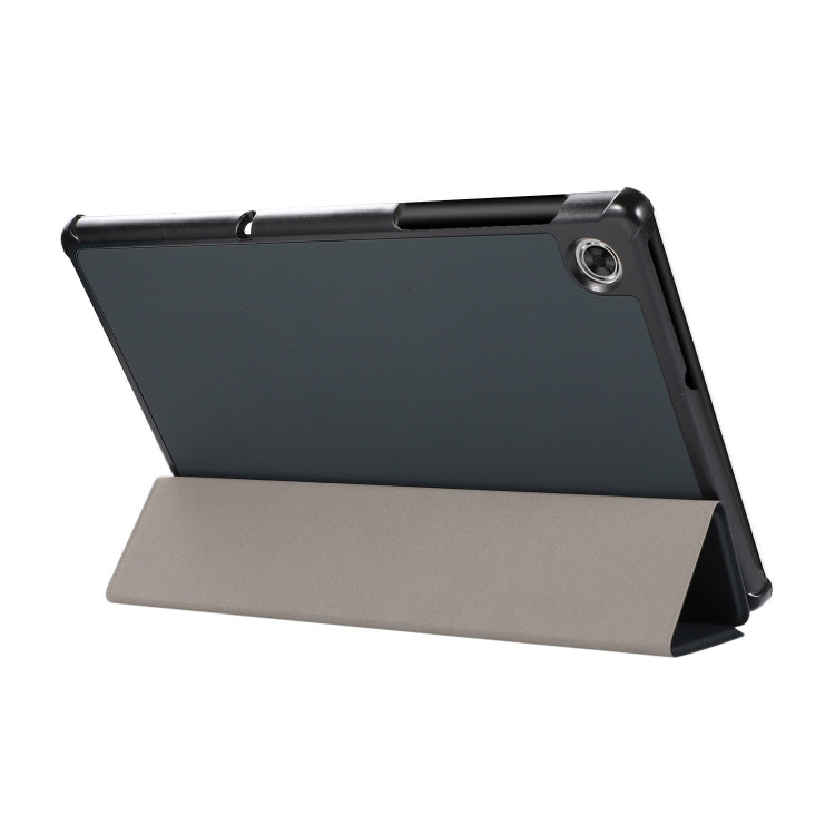 3-folding Skin Texture Horizontal Flip TPU + PU Leather Case with Holder For Lenovo M10 Plus(Black) - Lenovo by buy2fix | Online Shopping UK | buy2fix