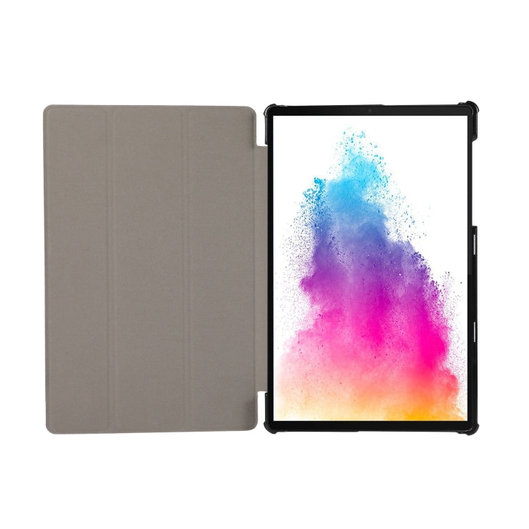 3-folding Skin Texture Horizontal Flip TPU + PU Leather Case with Holder For Lenovo M10 Plus(Black) - Lenovo by buy2fix | Online Shopping UK | buy2fix