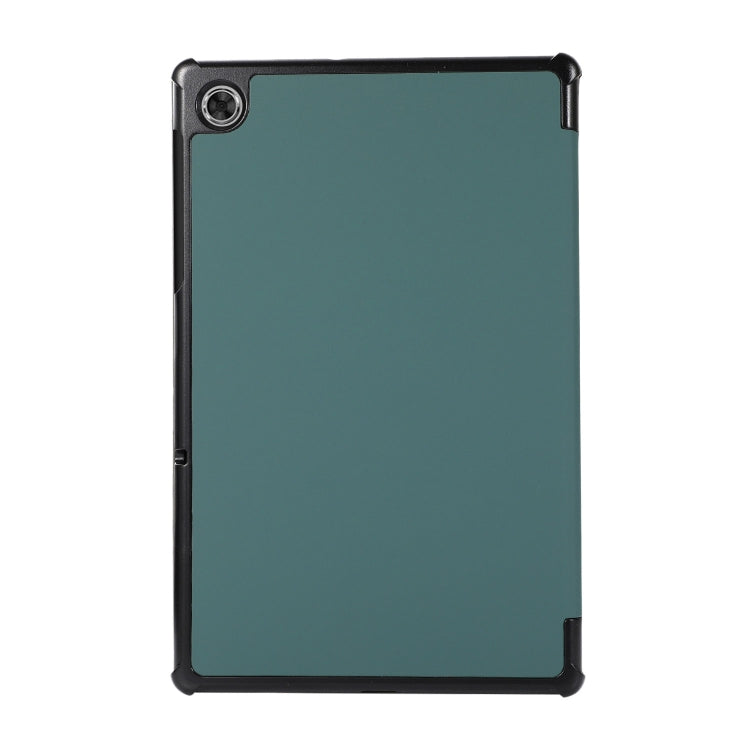 3-folding Skin Texture Horizontal Flip TPU + PU Leather Case with Holder For Lenovo M10 Plus(Green) - Lenovo by buy2fix | Online Shopping UK | buy2fix