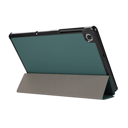 3-folding Skin Texture Horizontal Flip TPU + PU Leather Case with Holder For Lenovo M10 Plus(Green) - Lenovo by buy2fix | Online Shopping UK | buy2fix