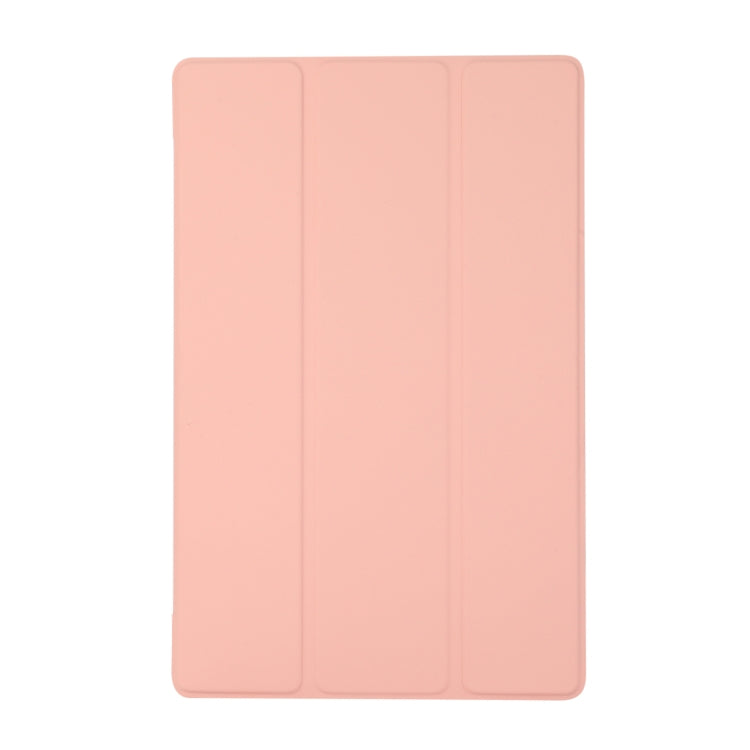 3-folding Skin Texture Horizontal Flip TPU + PU Leather Case with Holder For Lenovo M10 Plus(Pink) - Lenovo by buy2fix | Online Shopping UK | buy2fix
