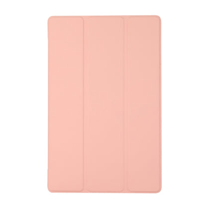 3-folding Skin Texture Horizontal Flip TPU + PU Leather Case with Holder For Lenovo M10 Plus(Pink) - Lenovo by buy2fix | Online Shopping UK | buy2fix