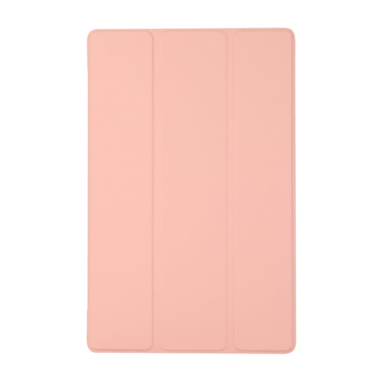 3-folding Skin Texture Horizontal Flip TPU + PU Leather Case with Holder For Lenovo M10 Plus(Pink) - Lenovo by buy2fix | Online Shopping UK | buy2fix