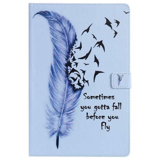 For Lenovo Tab M10 Plus TB-X606F Painted Pattern Horizontal Flip Leather Case with Holder & Card Slots & Wallet & Sleep / Wake-up Function (Feather) - Lenovo by buy2fix | Online Shopping UK | buy2fix