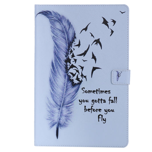 For Samsung Galaxy S6 Lite P610 Painted Pattern Horizontal Flip Leather Case with Holder & Card Slots & Wallet & Sleep / Wake-up Function (Feather) - Tab S6 Lite P610 / P615 by buy2fix | Online Shopping UK | buy2fix