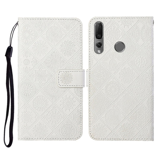 For Huawei P Smart Z / Y9 Prime 2019 Ethnic Style Embossed Pattern Horizontal Flip Leather Case with Holder & Card Slots & Wallet & Lanyard(White) - Huawei Cases by buy2fix | Online Shopping UK | buy2fix