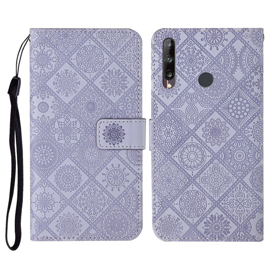 Huawei P40 lite E / Y7p Ethnic Style Embossed Pattern Horizontal Flip Leather Case with Holder & Card Slots & Wallet & Lanyard(Purple) - Huawei Cases by buy2fix | Online Shopping UK | buy2fix