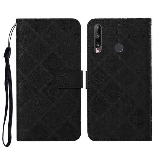 Huawei P40 lite E / Y7p Ethnic Style Embossed Pattern Horizontal Flip Leather Case with Holder & Card Slots & Wallet & Lanyard(Black) - Huawei Cases by buy2fix | Online Shopping UK | buy2fix