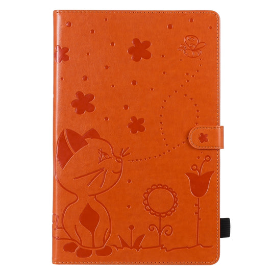For Samsung Galaxy S6 Lite P610 Cat Bee Embossing Pattern Shockproof Table PC Protective Horizontal Flip Leather Case with Holder & Card Slots & Wallet & Pen Slot & Wake-up / Sleep Function(Orange) - Tab S6 Lite P610 / P615 by buy2fix | Online Shopping UK | buy2fix