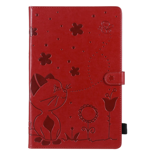 For Samsung Galaxy S6 Lite P610 Cat Bee Embossing Pattern Shockproof Table PC Protective Horizontal Flip Leather Case with Holder & Card Slots & Wallet & Pen Slot & Wake-up / Sleep Function(Red) - Tab S6 Lite P610 / P615 by buy2fix | Online Shopping UK | buy2fix