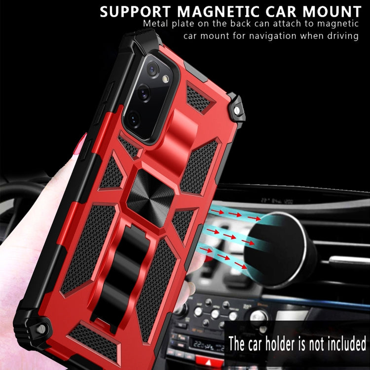 For Samsung Galaxy S20 FE Shockproof TPU + PC Magnetic Protective Case with Holder(Black) by buy2fix