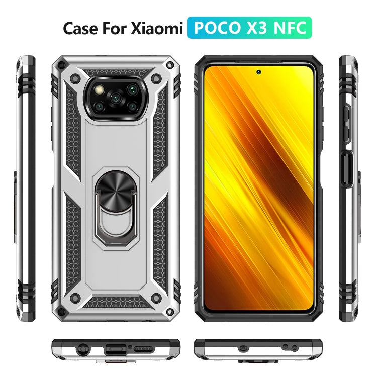 For Xiaomi Poco X3 NFC Shockproof TPU + PC Protective Case with 360 Degree Rotating Holder(Silver) - Xiaomi Cases by buy2fix | Online Shopping UK | buy2fix