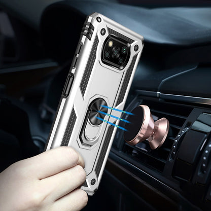 For Xiaomi Poco X3 NFC Shockproof TPU + PC Protective Case with 360 Degree Rotating Holder(Silver) - Xiaomi Cases by buy2fix | Online Shopping UK | buy2fix