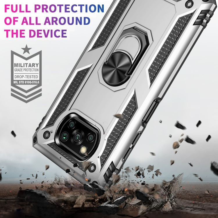 For Xiaomi Poco X3 NFC Shockproof TPU + PC Protective Case with 360 Degree Rotating Holder(Silver) - Xiaomi Cases by buy2fix | Online Shopping UK | buy2fix