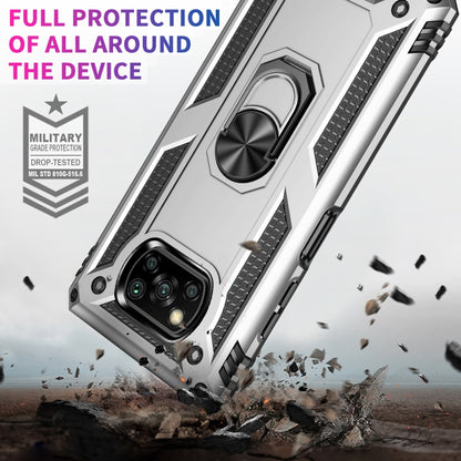 For Xiaomi Poco X3 NFC Shockproof TPU + PC Protective Case with 360 Degree Rotating Holder(Silver) - Xiaomi Cases by buy2fix | Online Shopping UK | buy2fix