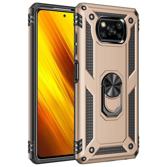 For Xiaomi Poco X3 NFC Shockproof TPU + PC Protective Case with 360 Degree Rotating Holder(Gold) - Xiaomi Cases by buy2fix | Online Shopping UK | buy2fix