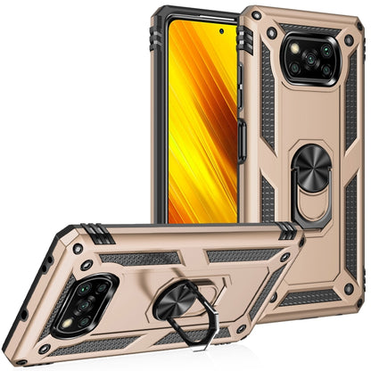 For Xiaomi Poco X3 NFC Shockproof TPU + PC Protective Case with 360 Degree Rotating Holder(Gold) - Xiaomi Cases by buy2fix | Online Shopping UK | buy2fix