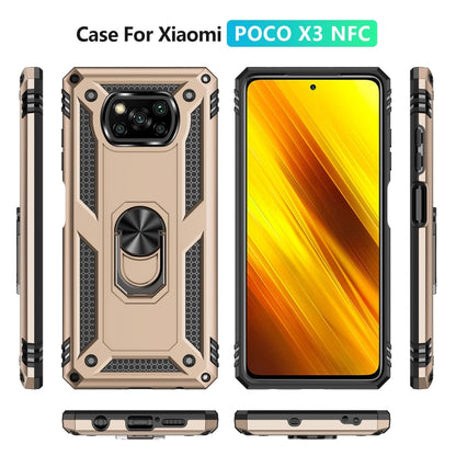 For Xiaomi Poco X3 NFC Shockproof TPU + PC Protective Case with 360 Degree Rotating Holder(Gold) - Xiaomi Cases by buy2fix | Online Shopping UK | buy2fix