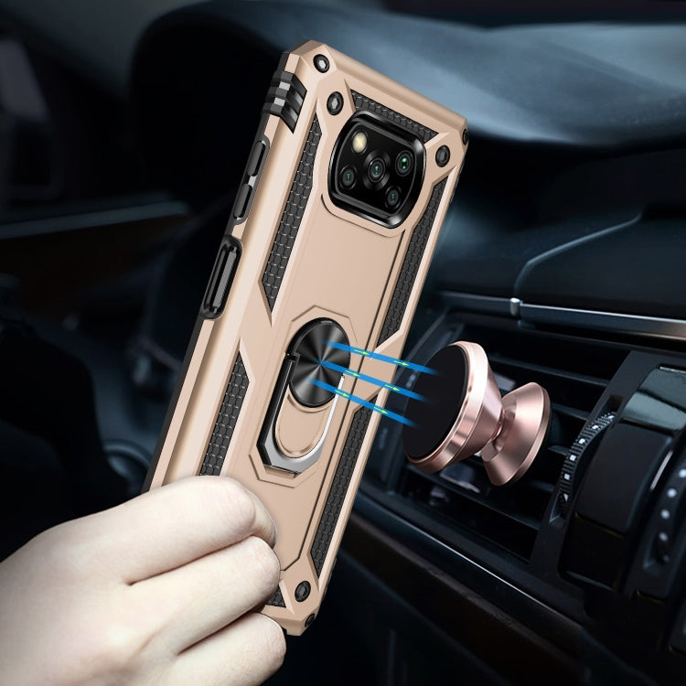 For Xiaomi Poco X3 NFC Shockproof TPU + PC Protective Case with 360 Degree Rotating Holder(Gold) - Xiaomi Cases by buy2fix | Online Shopping UK | buy2fix