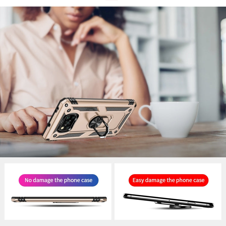 For Xiaomi Poco X3 NFC Shockproof TPU + PC Protective Case with 360 Degree Rotating Holder(Gold) - Xiaomi Cases by buy2fix | Online Shopping UK | buy2fix
