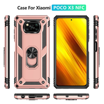 For Xiaomi Poco X3 NFC Shockproof TPU + PC Protective Case with 360 Degree Rotating Holder(Rose Gold) - Xiaomi Cases by buy2fix | Online Shopping UK | buy2fix