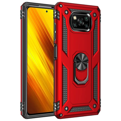 For Xiaomi Poco X3 NFC Shockproof TPU + PC Protective Case with 360 Degree Rotating Holder(Red) - Xiaomi Cases by buy2fix | Online Shopping UK | buy2fix