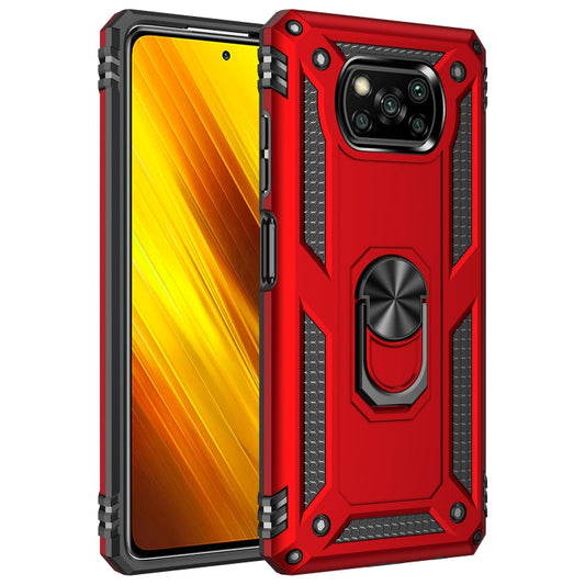 For Xiaomi Poco X3 NFC Shockproof TPU + PC Protective Case with 360 Degree Rotating Holder(Red) - Xiaomi Cases by buy2fix | Online Shopping UK | buy2fix