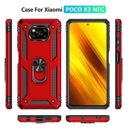 For Xiaomi Poco X3 NFC Shockproof TPU + PC Protective Case with 360 Degree Rotating Holder(Red) - Xiaomi Cases by buy2fix | Online Shopping UK | buy2fix