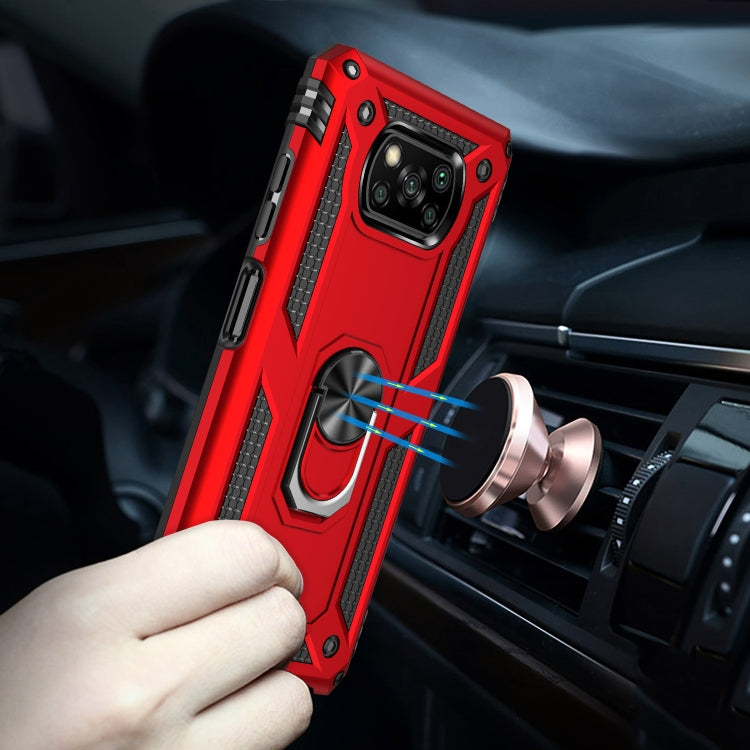For Xiaomi Poco X3 NFC Shockproof TPU + PC Protective Case with 360 Degree Rotating Holder(Red) - Xiaomi Cases by buy2fix | Online Shopping UK | buy2fix
