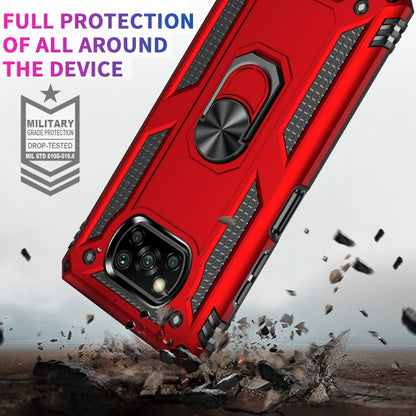 For Xiaomi Poco X3 NFC Shockproof TPU + PC Protective Case with 360 Degree Rotating Holder(Red) - Xiaomi Cases by buy2fix | Online Shopping UK | buy2fix