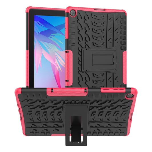 For Huawei MatePad T10/T10S/Enjoy 2 Tire Texture Shockproof TPU+PC Protective Case with Holder(Pink) - Huawei by buy2fix | Online Shopping UK | buy2fix