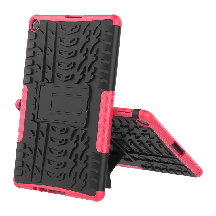 For Huawei MatePad T10/T10S/Enjoy 2 Tire Texture Shockproof TPU+PC Protective Case with Holder(Pink) - Huawei by buy2fix | Online Shopping UK | buy2fix