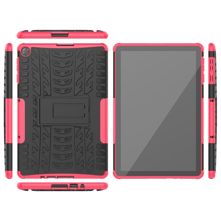 For Huawei MatePad T10/T10S/Enjoy 2 Tire Texture Shockproof TPU+PC Protective Case with Holder(Pink) - Huawei by buy2fix | Online Shopping UK | buy2fix