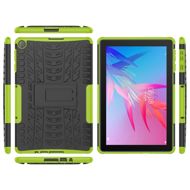 For Huawei MatePad T10/T10S/Enjoy 2 Tire Texture Shockproof TPU+PC Protective Case with Holder(Green) - Huawei by buy2fix | Online Shopping UK | buy2fix