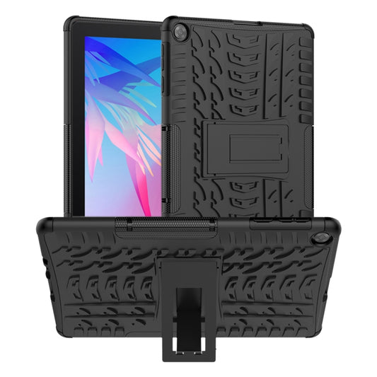 For Huawei MatePad T10/T10S/Enjoy 2 Tire Texture Shockproof TPU+PC Protective Case with Holder(Black) - Huawei by buy2fix | Online Shopping UK | buy2fix