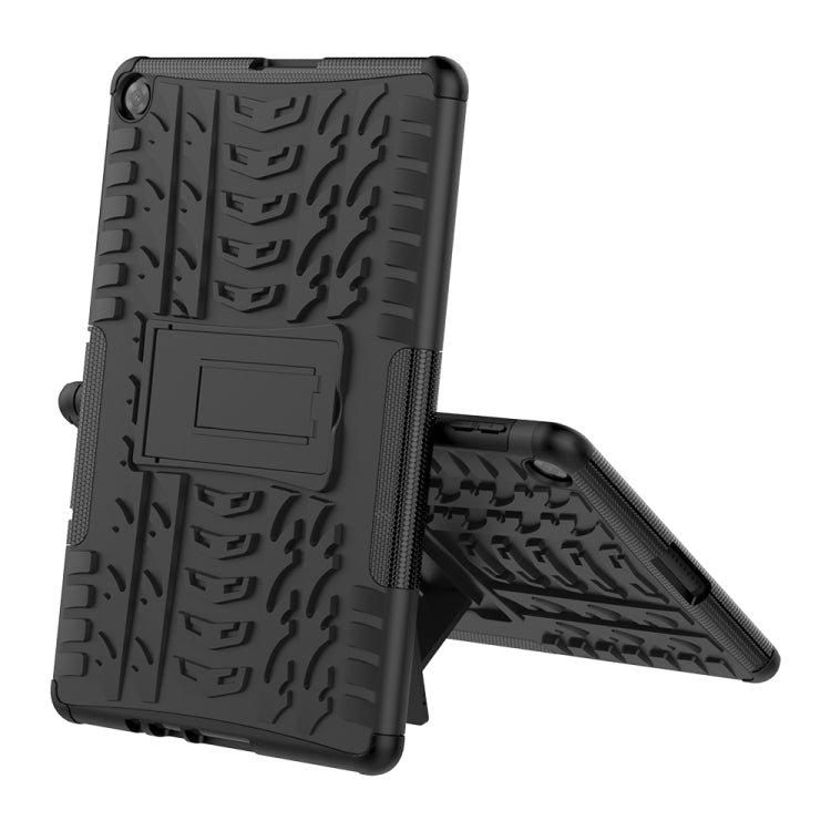 For Huawei MatePad T10/T10S/Enjoy 2 Tire Texture Shockproof TPU+PC Protective Case with Holder(Black) - Huawei by buy2fix | Online Shopping UK | buy2fix
