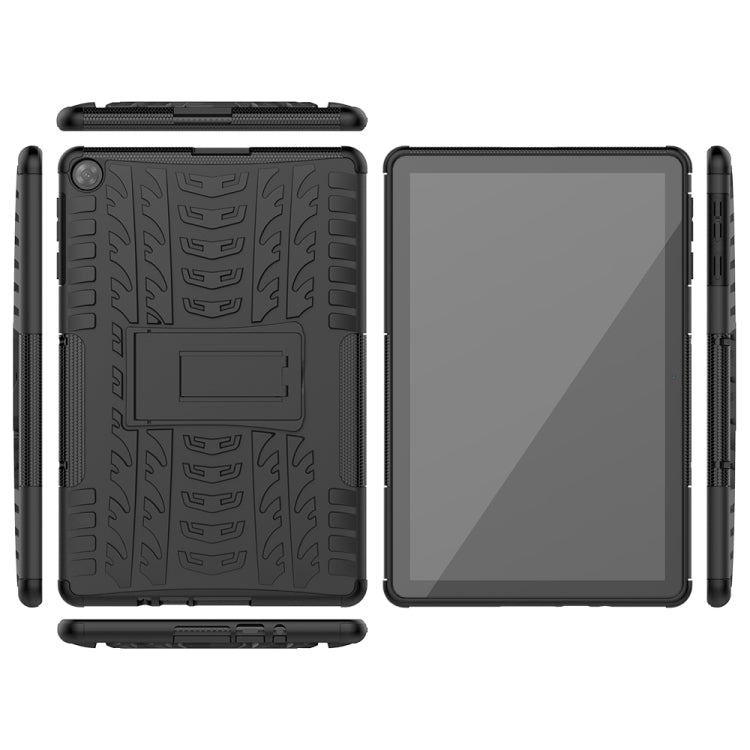 For Huawei MatePad T10/T10S/Enjoy 2 Tire Texture Shockproof TPU+PC Protective Case with Holder(Black) - Huawei by buy2fix | Online Shopping UK | buy2fix