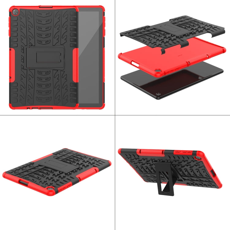 For Huawei MatePad T10/T10S/Enjoy 2 Tire Texture Shockproof TPU+PC Protective Case with Holder(Black) - Huawei by buy2fix | Online Shopping UK | buy2fix