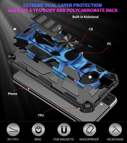 For Samsung Galaxy S21 5G Camouflage Armor Shockproof TPU + PC Magnetic Protective Case with Holder(Dark Blue) - Galaxy S21 5G Cases by buy2fix | Online Shopping UK | buy2fix
