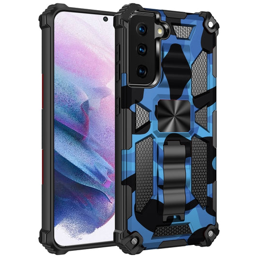 For Samsung Galaxy S21+ 5G Camouflage Armor Shockproof TPU + PC Magnetic Protective Case with Holder(Dark Blue) - Galaxy S21+ 5G Cases by buy2fix | Online Shopping UK | buy2fix