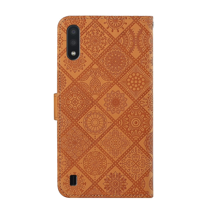 For Samsung Galaxy A01 Ethnic Style Embossed Pattern Horizontal Flip Leather Case with Holder & Card Slots & Wallet & Lanyard(Brown) by buy2fix