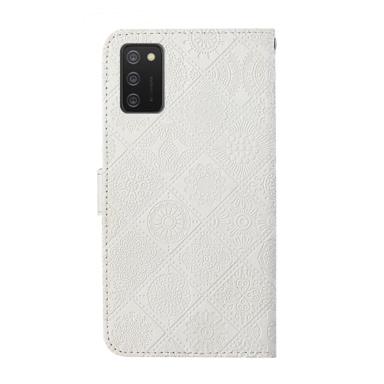 For Samsung Galaxy A02s (US Version) Ethnic Style Embossed Pattern Horizontal Flip Leather Case with Holder & Card Slots & Wallet & Lanyard(White) by buy2fix