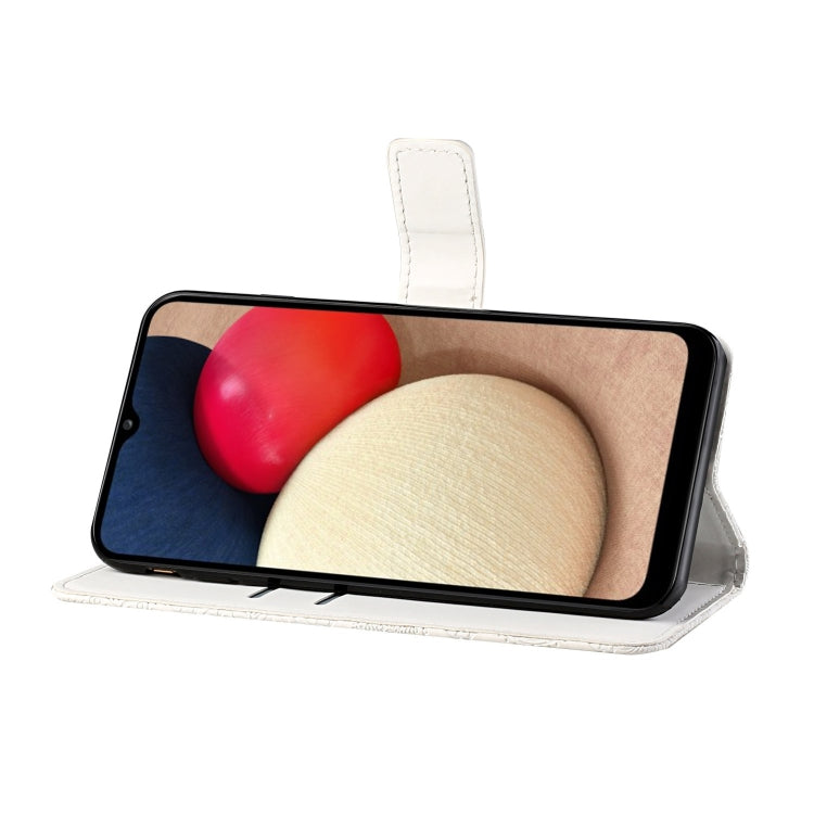 For Samsung Galaxy A02s (US Version) Ethnic Style Embossed Pattern Horizontal Flip Leather Case with Holder & Card Slots & Wallet & Lanyard(White) by buy2fix