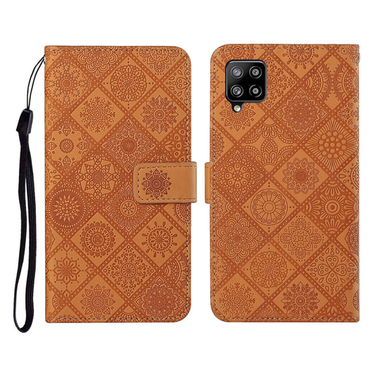 For Samsung Galaxy A12 Ethnic Style Embossed Pattern Horizontal Flip Leather Case with Holder & Card Slots & Wallet & Lanyard(Brown) by buy2fix