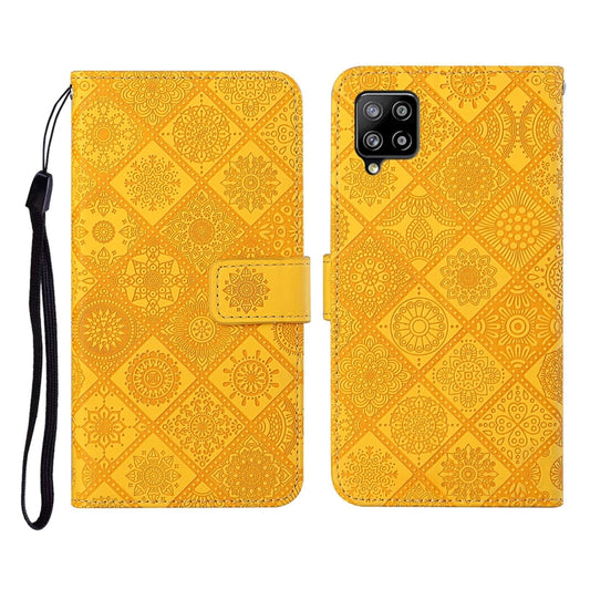 For Samsung Galaxy A12 Ethnic Style Embossed Pattern Horizontal Flip Leather Case with Holder & Card Slots & Wallet & Lanyard(Yellow) by buy2fix