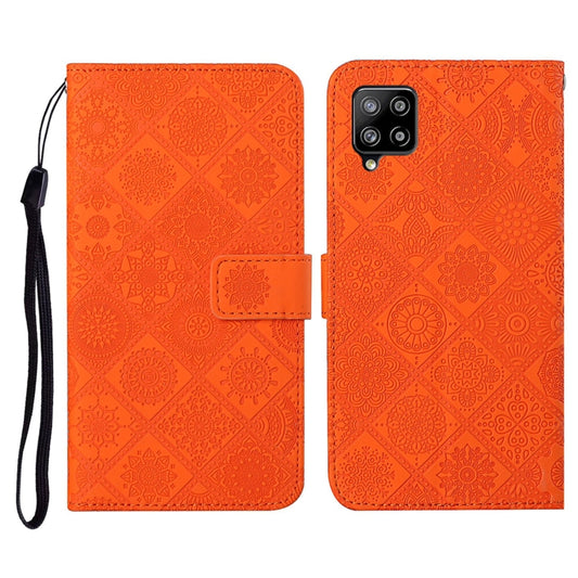 For Samsung Galaxy A12 Ethnic Style Embossed Pattern Horizontal Flip Leather Case with Holder & Card Slots & Wallet & Lanyard(Orange) by buy2fix