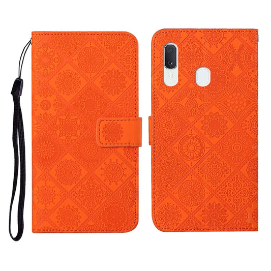 For Samsung Galaxy A20e Ethnic Style Embossed Pattern Horizontal Flip Leather Case with Holder & Card Slots & Wallet & Lanyard(Orange) by buy2fix