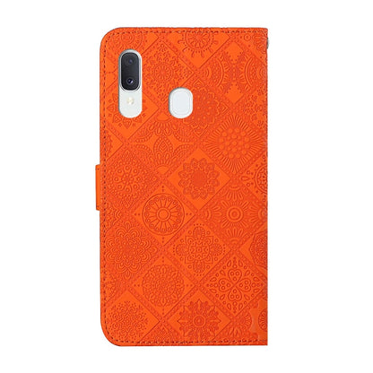 For Samsung Galaxy A20e Ethnic Style Embossed Pattern Horizontal Flip Leather Case with Holder & Card Slots & Wallet & Lanyard(Orange) by buy2fix
