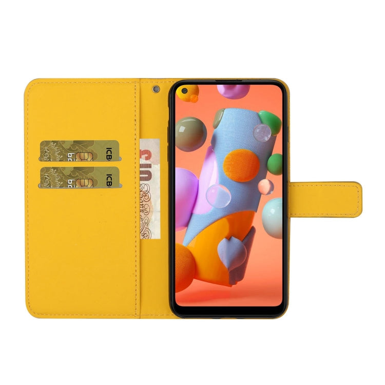 For Samsung Galaxy A21s Ethnic Style Embossed Pattern Horizontal Flip Leather Case with Holder & Card Slots & Wallet & Lanyard(Yellow) by buy2fix