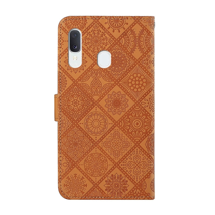 For Samsung Galaxy A40 Ethnic Style Embossed Pattern Horizontal Flip Leather Case with Holder & Card Slots & Wallet & Lanyard(Brown) by buy2fix